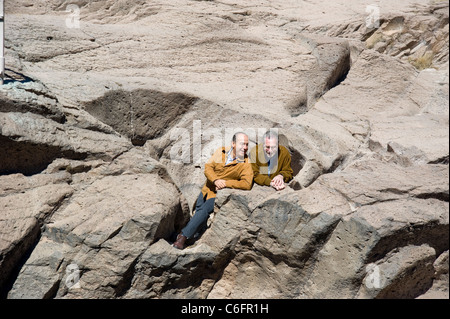 Feliipe Président Calderon et Peter Greenberg visiter le Parque Nacional Cascada de Basaeachi à Chihuahua Banque D'Images