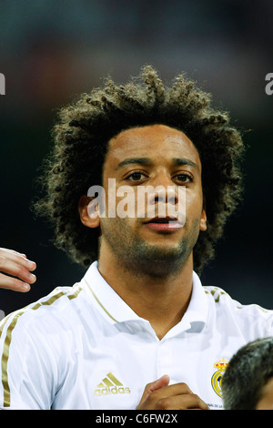 Marcelo (Real) jouant pour la Supercup Espagnol premier leg match de football entre le Real Madrid 2-2 Barcelone. Banque D'Images