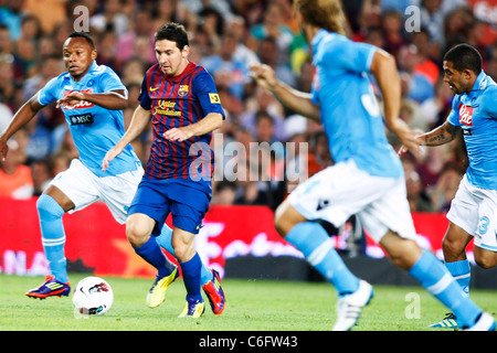 Lionel Messi (Barcelone) jouant pour le Trofeo Joan Gamper match entre FC Barcelona 5-0 Napoli. Banque D'Images