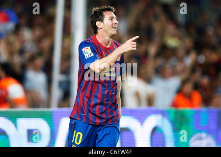Lionel Messi (Barcelone) jouant pour le Trofeo Joan Gamper match entre FC Barcelona 5-0 Napoli. Banque D'Images