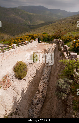 Arbre tombé, fouillé, dans l'ouest, la forêt pétrifiée de Lesbos (Mytilène), causé par l'éruption volcanique, 20 millions d'années. La Grèce. Banque D'Images