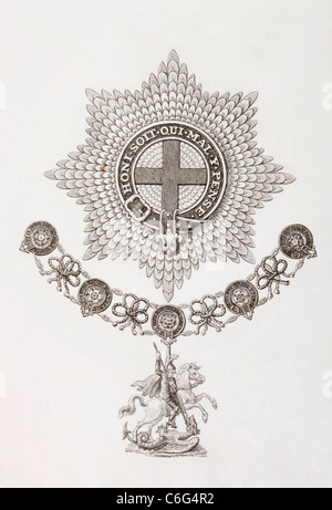 Star, collier et de l'insigne de l'ordre de la Jarretière. Banque D'Images