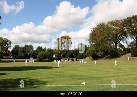 Un village de Cricket dans le Derbyshire Banque D'Images