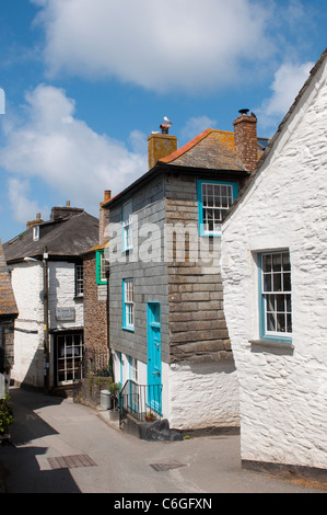 Joli petit cottages dans le village de Cornouailles de port Isaac, Cornwall, Angleterre. Banque D'Images