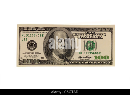 Seul le projet de loi 100 $ USD isolated on white Banque D'Images