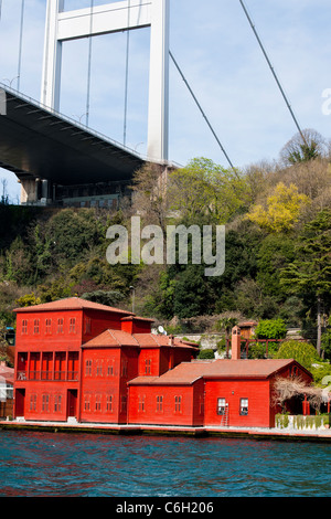 Villa,Yalis Bosphore,(mot turc),Maisons,au bord de l'eau de luxe,typique des structures en bois traditionnel,Corne d'Istanbul,Turquie, Banque D'Images