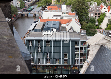 Vue aérienne de la ville d'Amsterdam à partir du haut de Westerkerk Banque D'Images