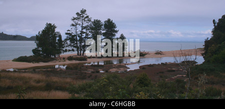 Une plage isolée dans l'Abel Tasman Banque D'Images