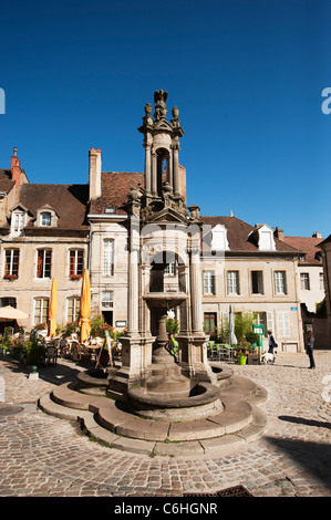 16e siècle Fontaine Saint Lazare à l'extérieur de la cathédrale d'Autun en Bourgogne, France Banque D'Images