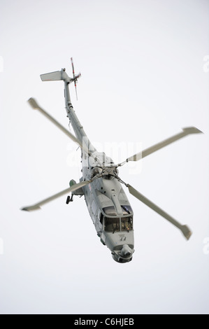 Un hélicoptère Lynx de la Marine royale de manoeuvres dans le ciel au-dessus de la rivière Dart à Dartmouth Dartmouth pendant la Régate royale Banque D'Images