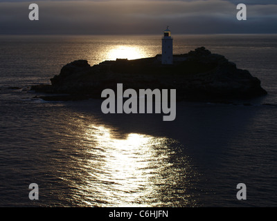 Le phare de Godrevy, baie de St Ives, Cornwall, UK Banque D'Images