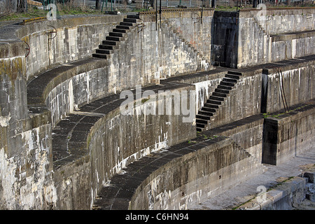 France, Détails de cale sèche dans l'ancien arsenal de la marine royale à Rochefort, Charente-Maritime Banque D'Images