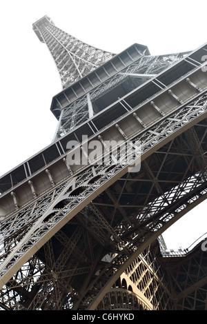 Tour Eiffel plus isolés l'arrière-plan blanc, Paris, France. Banque D'Images