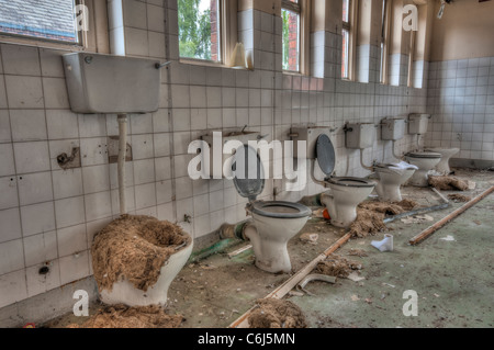 Vandalisé Toilettes dans la Lunatic Asylum aile d'un hôpital à l'abandon Banque D'Images