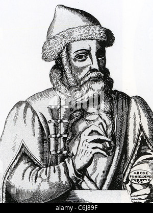 JOHANNES GUTENBERG (c 1398-1468) Allemand qui a inventé l'imprimante type mobile mécanique Banque D'Images