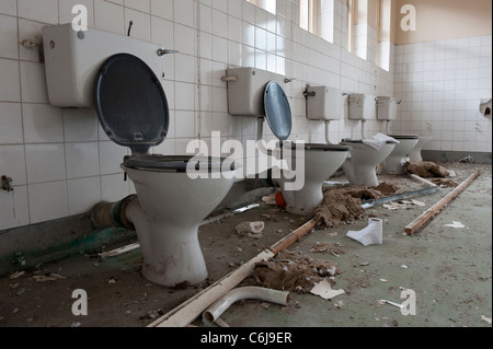 Vandalisé Toilettes dans la Lunatic Asylum aile d'un hôpital à l'abandon Banque D'Images