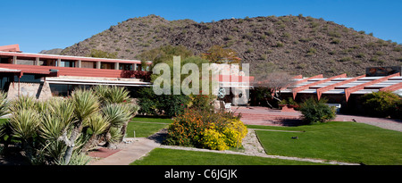 Panorama de Taliesin West, Frank Lloyd Wright's Arizona accueil, Scottsdale, Phoenix, États-Unis Banque D'Images