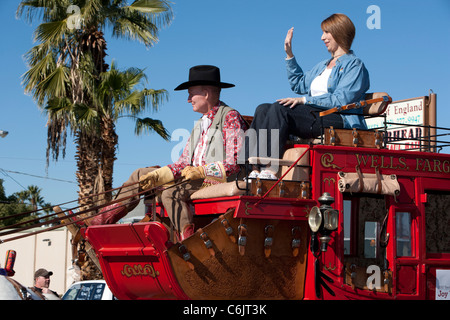 Wild West stagecoach au Fiesta Bowl Parade, Phoenix, Arizona, USA Banque D'Images