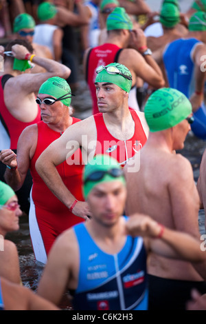 La longue distance de triathlon de Vichy (Allier - France). Triathlon Longue distance de type Ironman, à Vichy (Allier - France). Banque D'Images