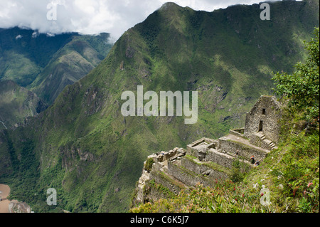 La ville perdue des Incas, Mt Huayna Picchu, Machu Picchu, Cusco, Pérou Région Banque D'Images