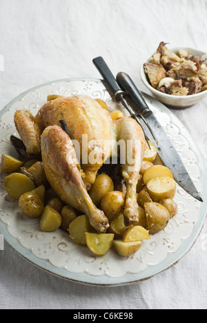 Poulet rôti farci avec de la racine de réglisse Banque D'Images