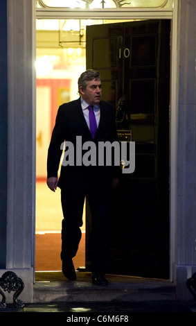 Le premier ministre Gordon Brown se félicite de Boyko Borisov, premiers ministres de la Bulgarie au 10 Downing Street. Londres, Angleterre - Banque D'Images