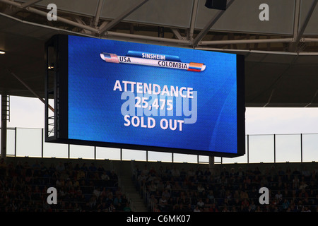 La fréquentation d'une Coupe du Monde féminine Groupe C match entre les États-Unis et la Colombie est affiché le 2 juillet 2011. Banque D'Images