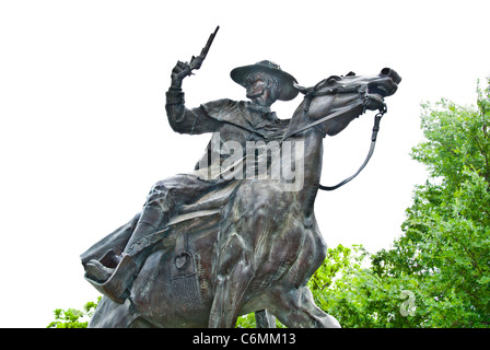 Texas Ranger le Capitaine John Coffee 'Jack' Hays (1817-1883) statue sur les Hays County Courthouse motif à San Marcos, Texas Banque D'Images