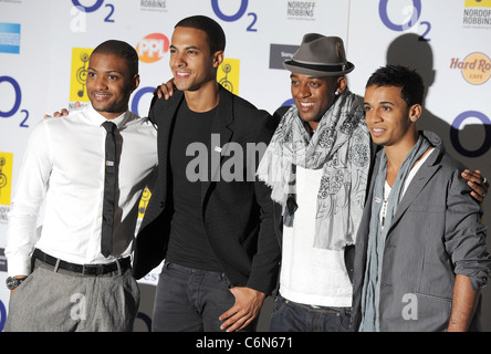 JB, Marvin, Oritse et Aston de JLS O2 Silver Clef Awards 2010 tenue à l'hôtel Hilton London Park Lane, Londres, Angleterre - Arrivées Banque D'Images