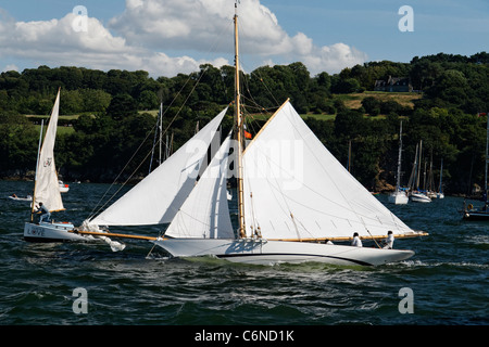 Fyne : classic yacht, réplique William Fife III (1889), Plan de gaff cutter (Douarnenez, Bretagne, France). Banque D'Images