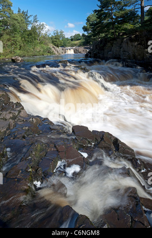 Au fil de l'eau jaillissante de la force faible Cascade, près de Middleton à Teesdale, County Durham Banque D'Images