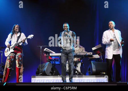 Vernine Blanc, Maurice White et Philip Bailey de Earth, Wind and Fire effectuer au Seminole Hard Rock Hotel and Casino difficile Banque D'Images