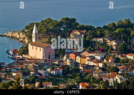 Veli Losinj aerial view, île de Losinj, Croatie Banque D'Images