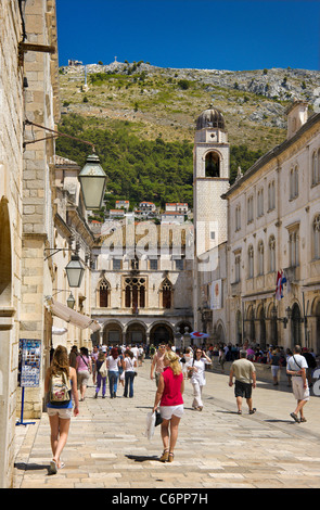 Placa,Bell Tower,Rue Principale, Dubrovnik, la vieille ville,la Croatie, Banque D'Images