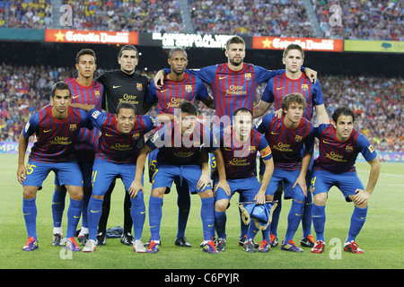 Groupe de l'équipe de Barcelone de pré saison match entre Barcelone et Naples. Banque D'Images