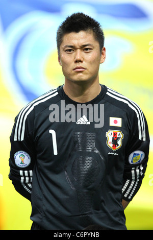 Eiji Kawashima's head shot devant la FIFA World Cup Brésil 2014 : match qualificatif asiatique Japon 1-0 La Corée du Nord. Banque D'Images