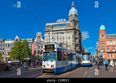 L'Europe, Pays-Bas, le tramway à Amsterdam Banque D'Images