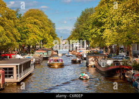 L'Europe, Pays-Bas, Canal à Amsterdam Banque D'Images