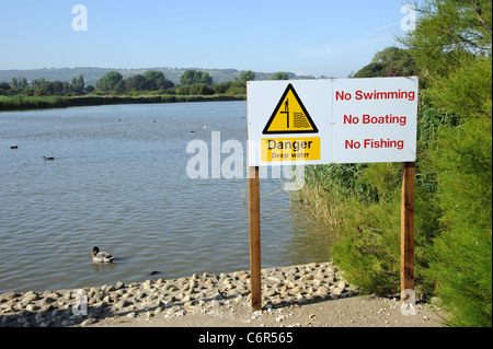 Signe de l'eau profond Danger Banque D'Images