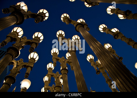 Installation de l'éclairage urbain à Los Angeles County Museum of Art Banque D'Images