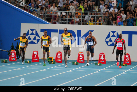 Usain Bolt (JAM) d'effectuer pour le 13 es Championnats du monde d'athlétisme. Banque D'Images