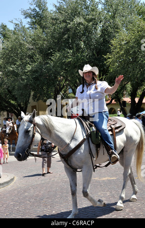 Parade, Journée nationale de l'American Cowboy, cowboy festival annuel, bestiaux, Fort Worth, Texas, États-Unis Banque D'Images