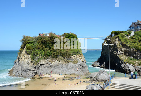 L'île sur la plage de Towan à Newquay en Cornouailles, Royaume-Uni Banque D'Images