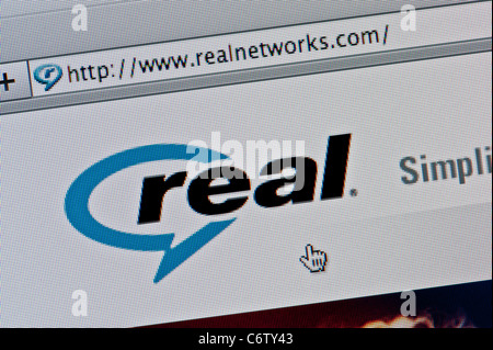 Site web de Real Networks curseur d'écran 'close up' ordinateur Banque D'Images