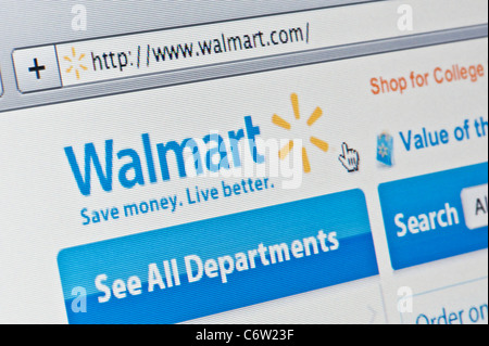 De près de l'logo Walmart comme vu sur son site web. (Usage éditorial uniquement : -Print, télévision, e-book et le comité éditorial du site). Banque D'Images