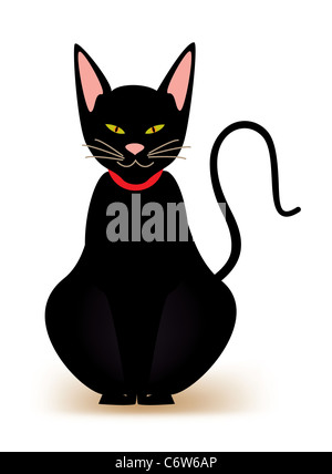 Chat noir svelte, résumé Banque D'Images