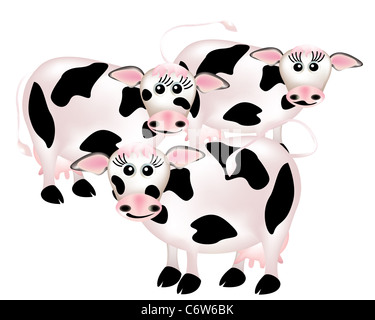 Groupe de vaches, cartoon Banque D'Images