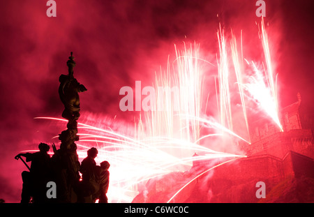 D'artifice du château d'Édimbourg avec ossature Ross Fontaine dans Princess Gardens Banque D'Images