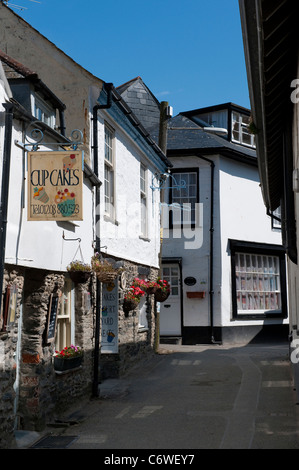 Ruelle vide dans le joli village de pêcheurs cornouaillais de Port Isaac. Banque D'Images