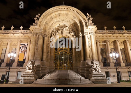 L'entrée principale du Petit Palais la nuit. Paris, France. Banque D'Images